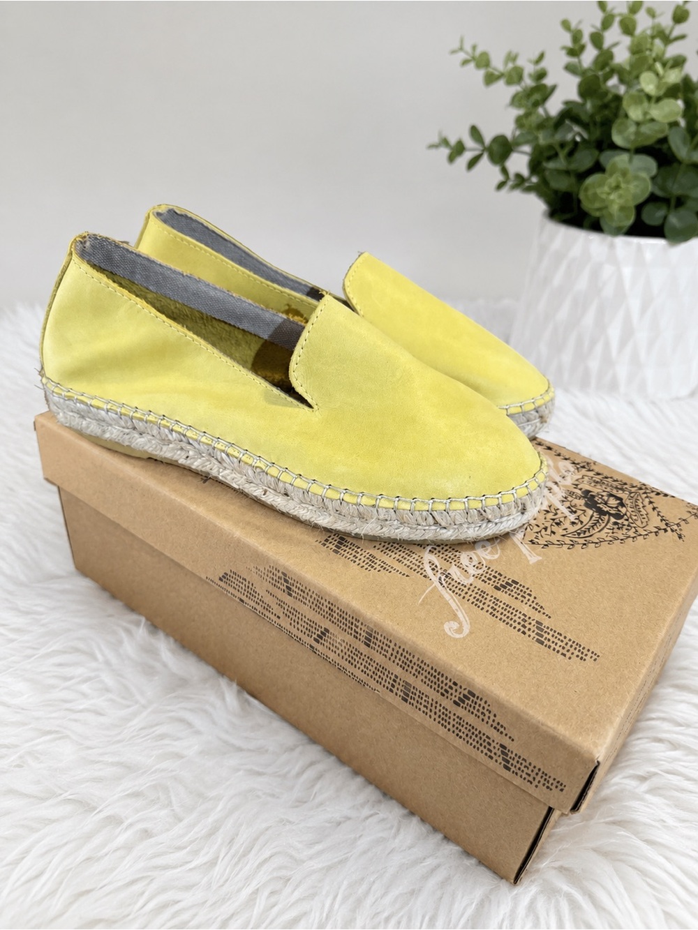 Free People Yellow Espadrille Slip-On Flats